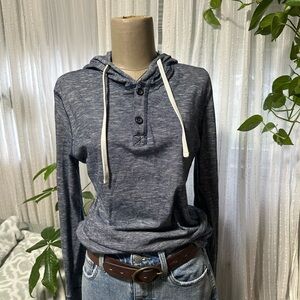 H&M Heathered Blue Hoodie with Drawstrings